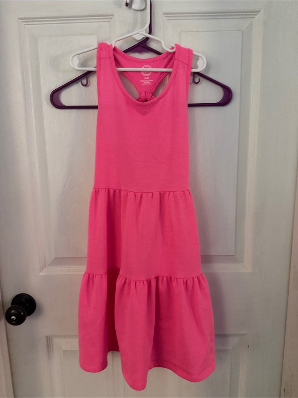 wonder nation Bright Pink Knot-Back Tiered Tank Dress